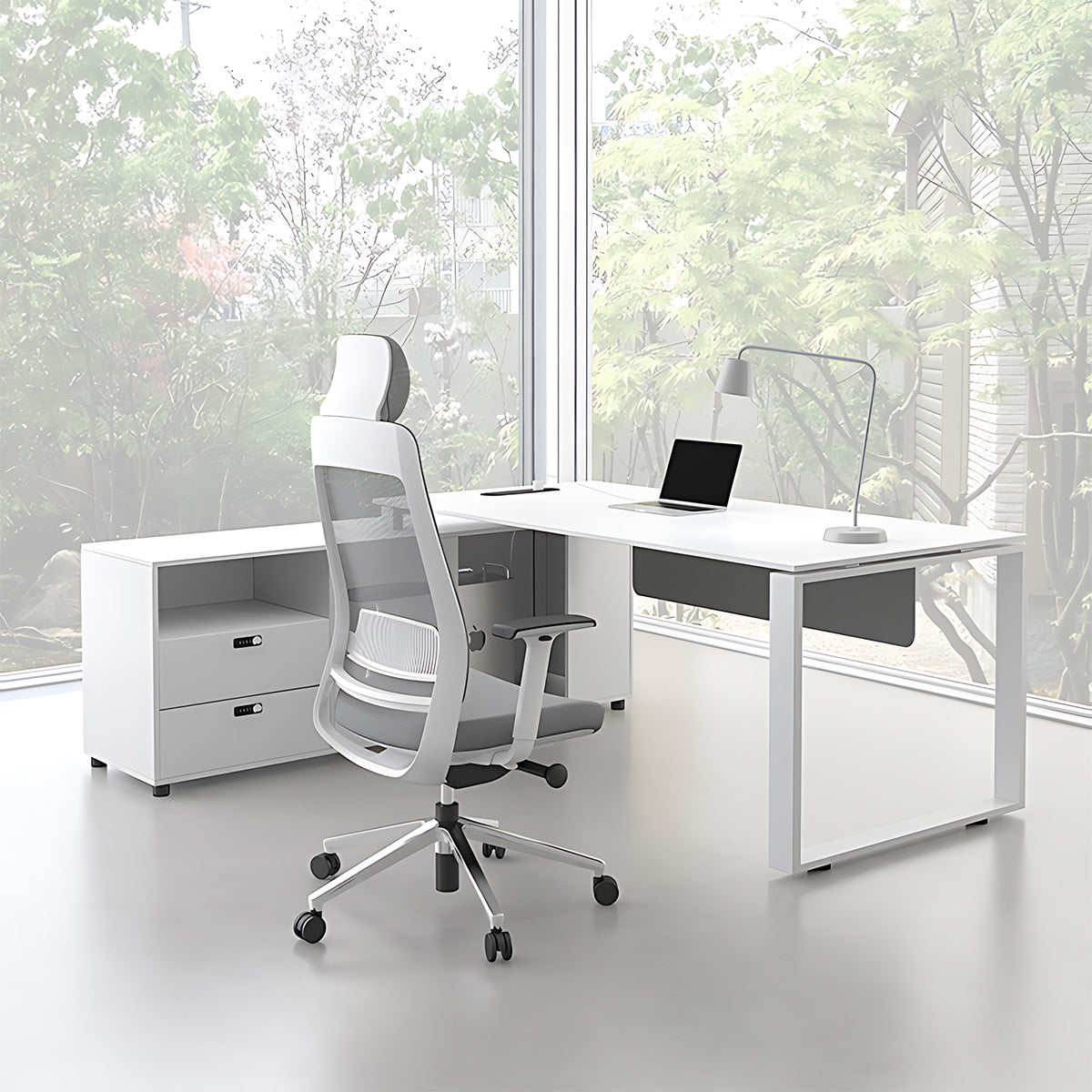 Minimalist Steel Office Desk with Cable Management