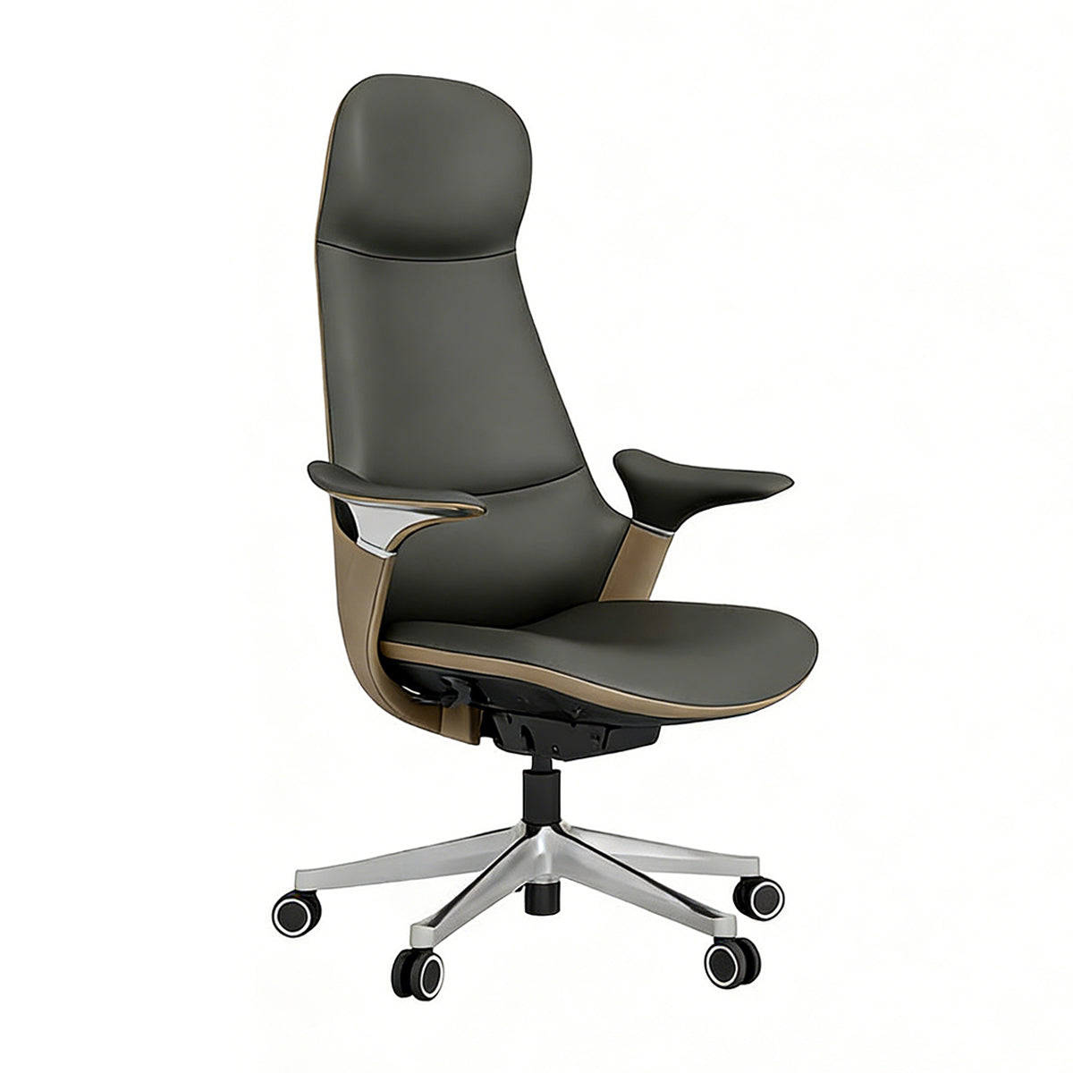 Leather Ergonomic Office Chair with Adjustable Recline and Armrests