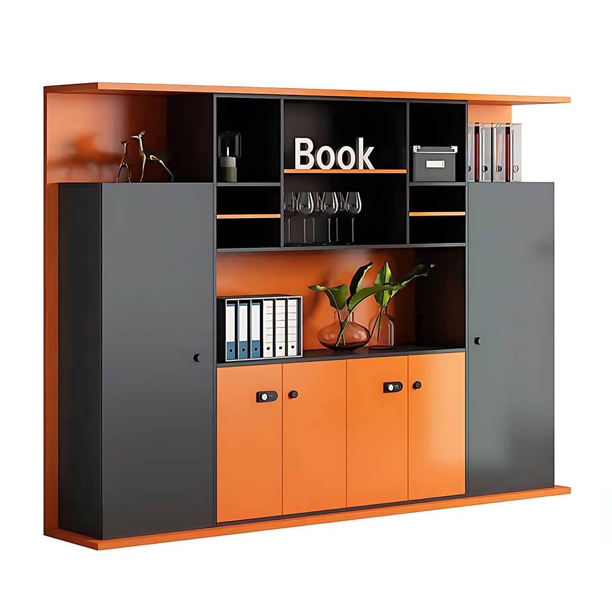 Modern Minimalist Wooden Freestanding Filing Cabinet with Door Storage