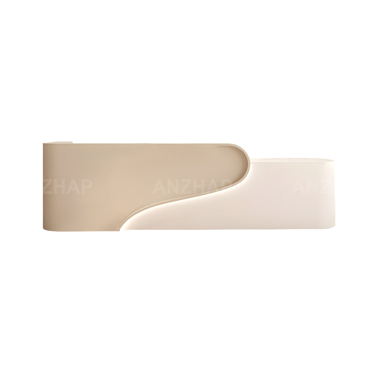 Modern Reception Desk with Rounded Corners, LED Lighting & Storage