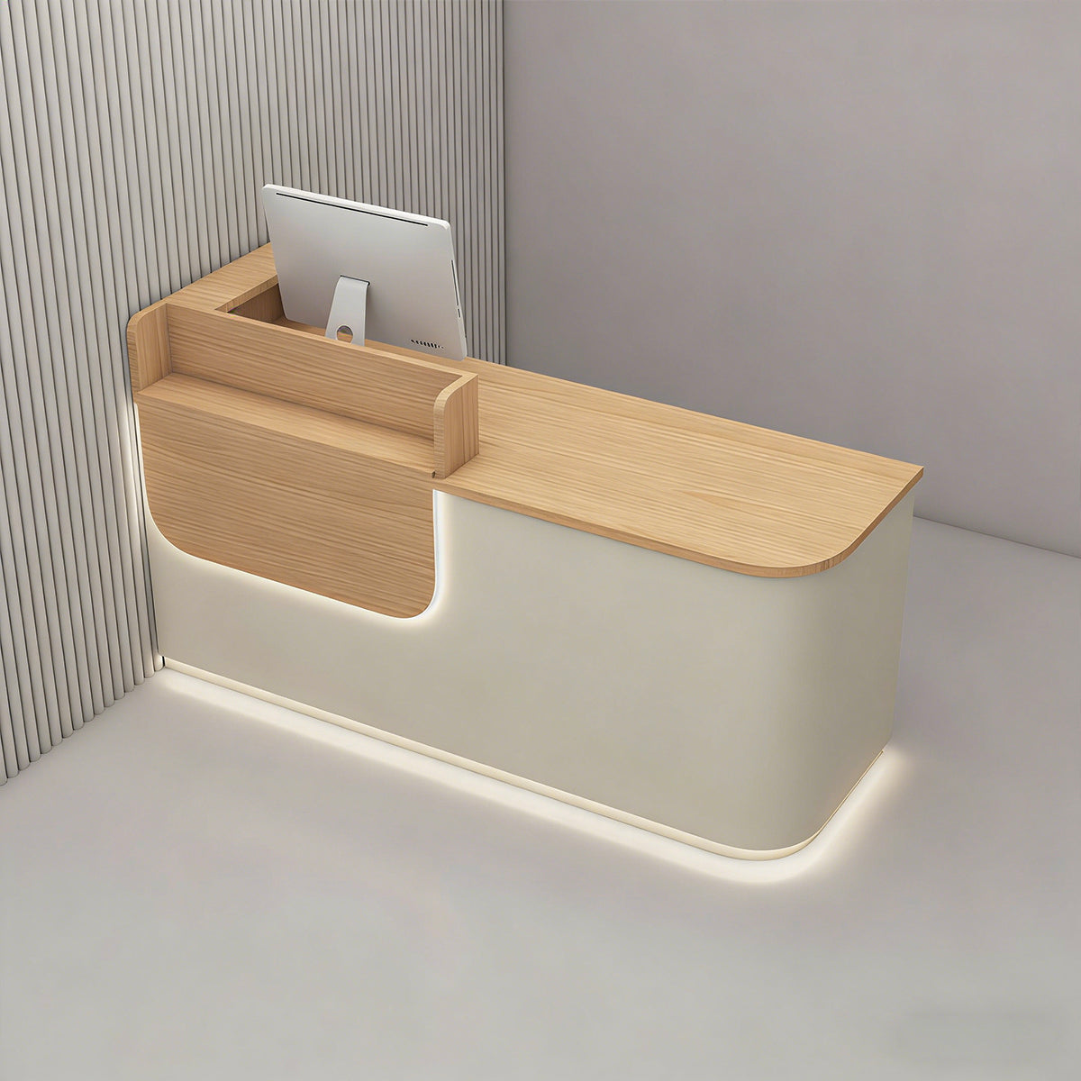 Modern Reception Desk with LED Strip for Office and Lobby Spaces