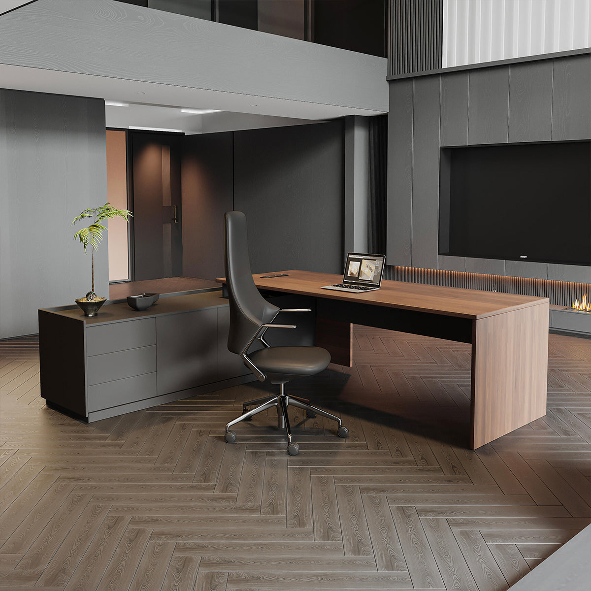 Eco Friendly Black Walnut Office Desk Sturdy with Mortise Tenon Construction