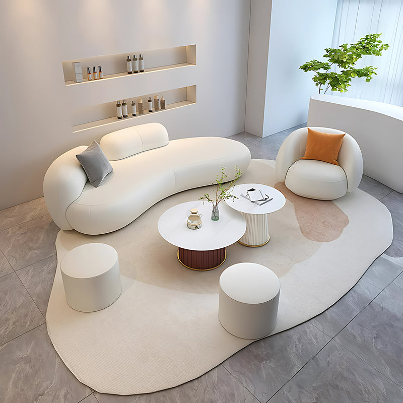 Minimalist Modern-Style White Sofa with Comfortable Backrest Design
