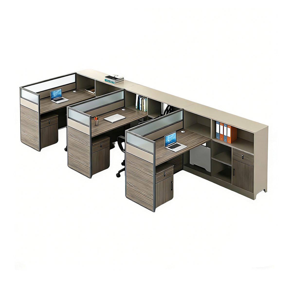 Contemporary Minimalist Multi-functional Office Desk with Partition Design