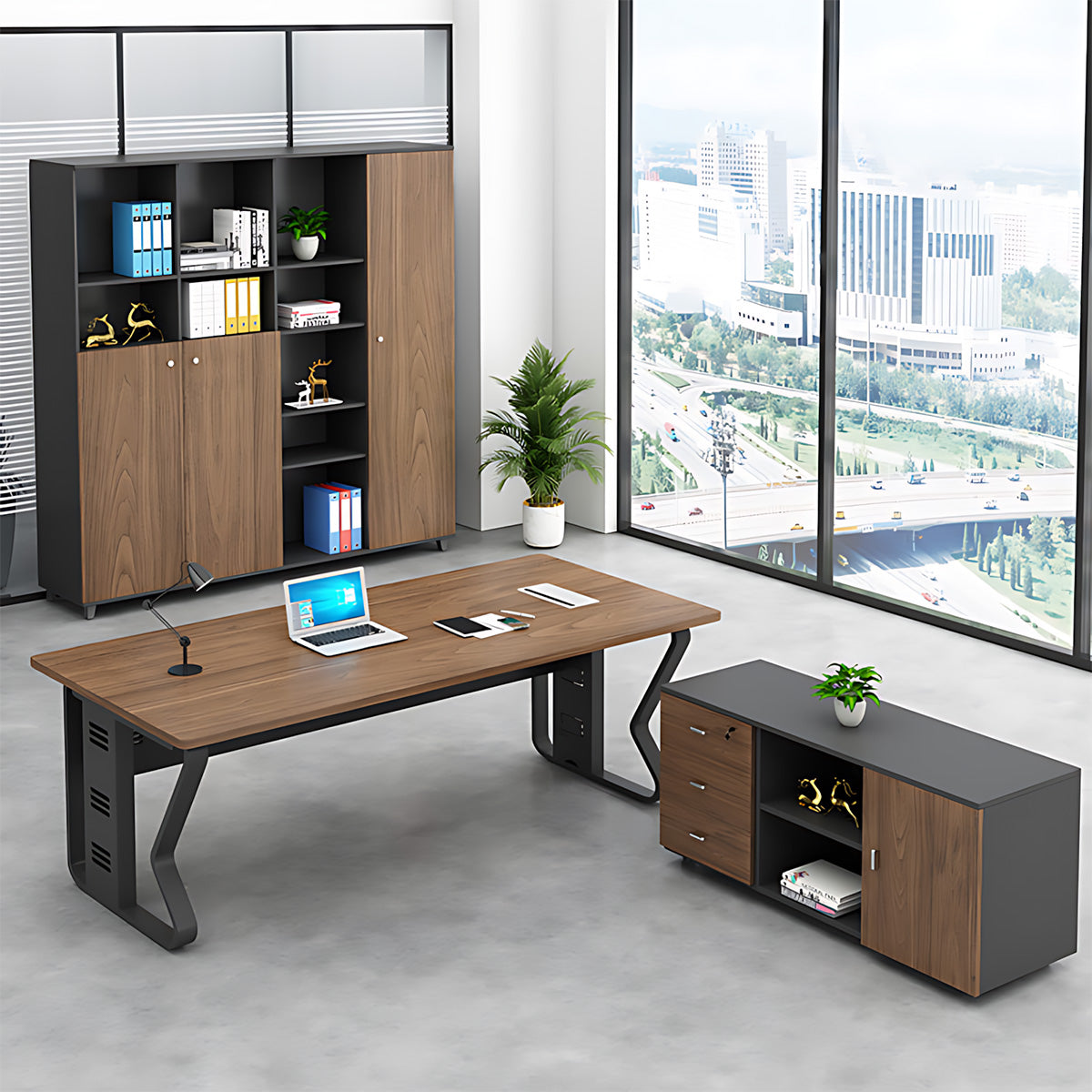 Minimalist Executive Desk with Privacy Panel for Office