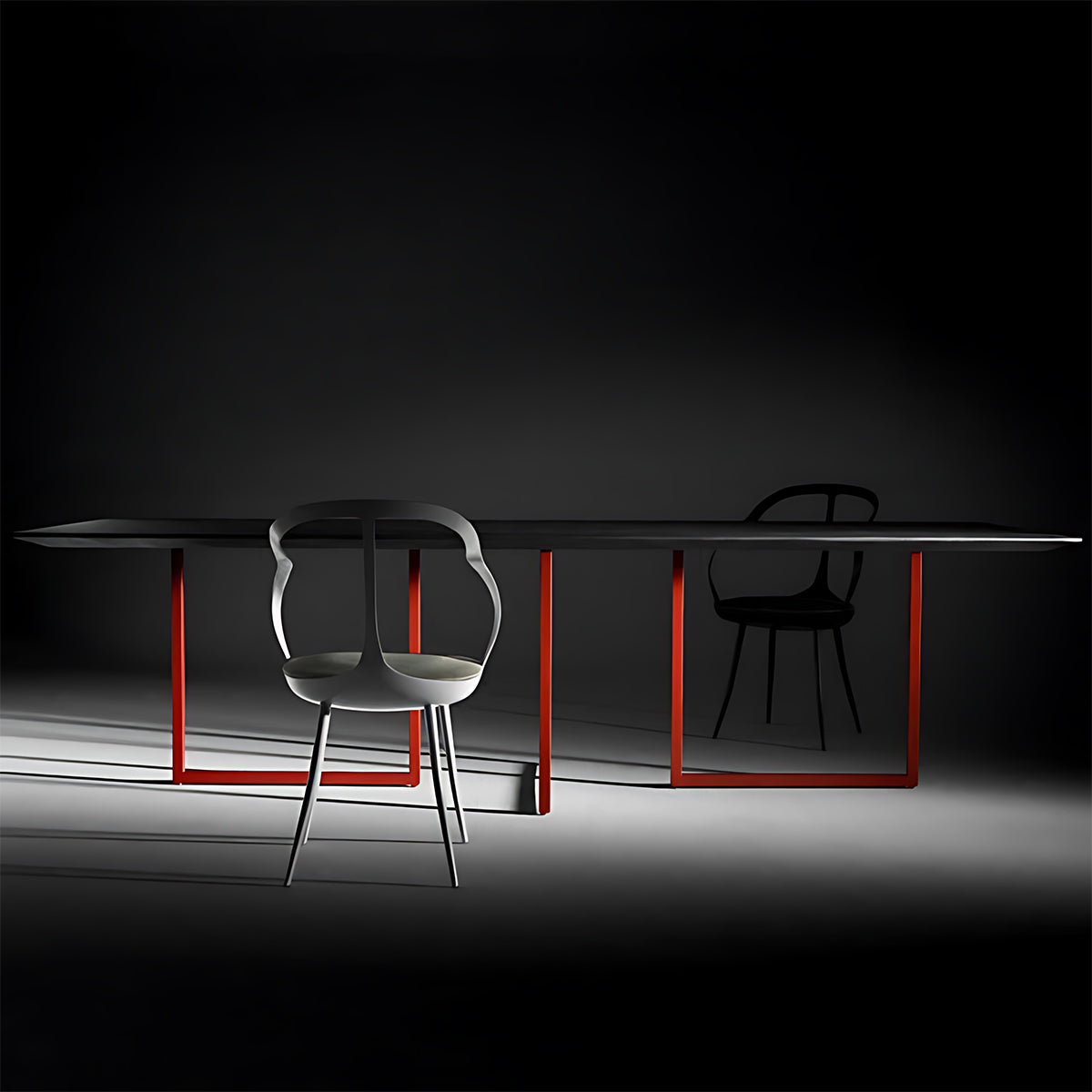 Solid Wood Conference Table Minimalist Design Steel Frame