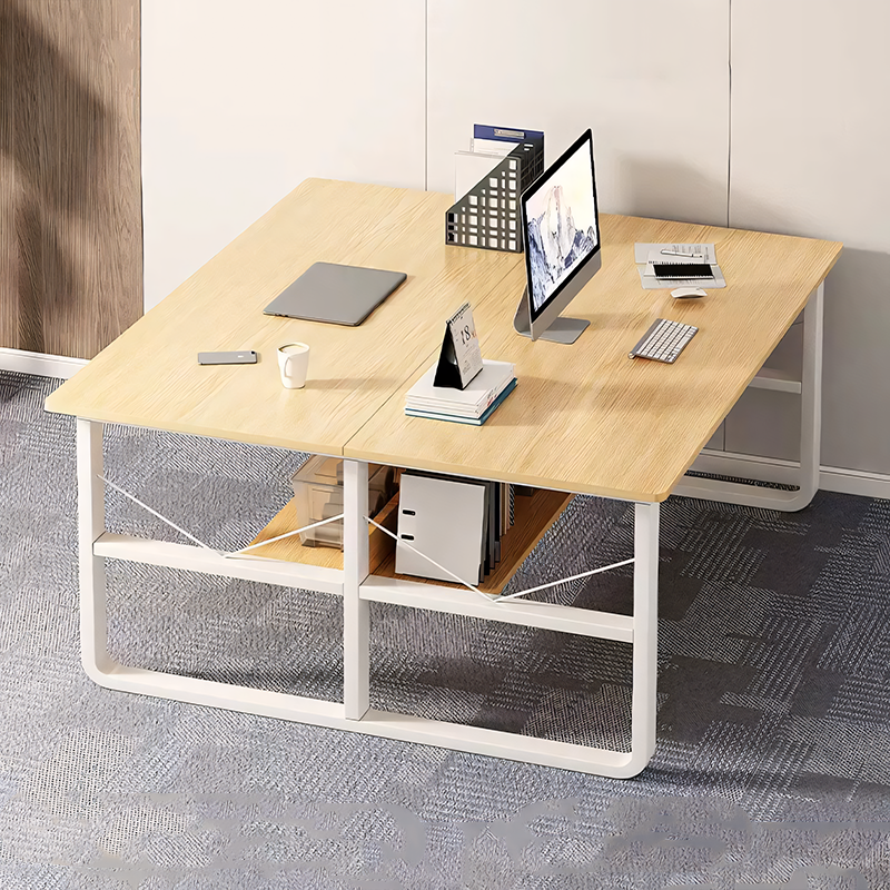 Simple  Office Desk with Partition for Staff, Freely Customizable, U Shaped Bracket