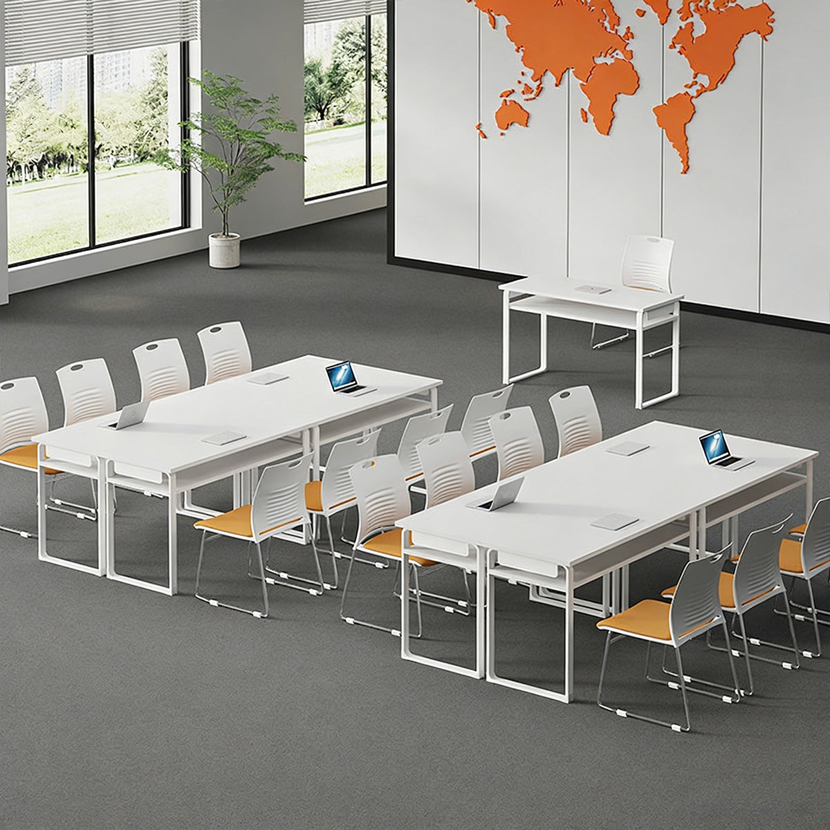 Stable Minimalist Conference Table with Adjustable Leveling Feet