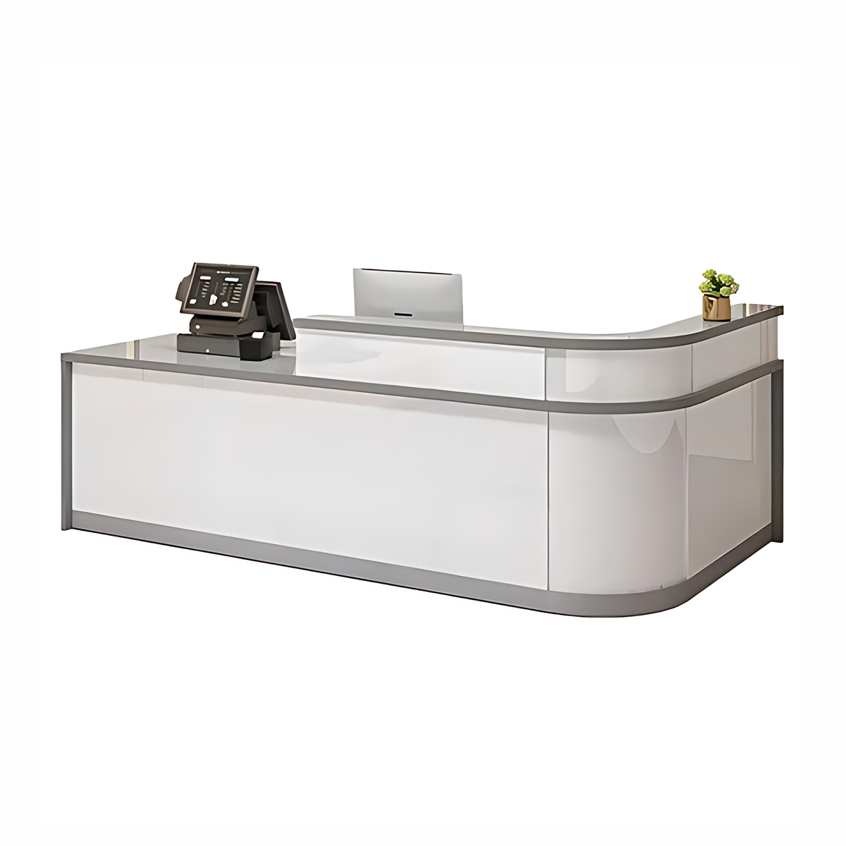 Alt Reception Reception Desk 63–110 in Wide with File Drawers, Steel Frame & Solid W ...