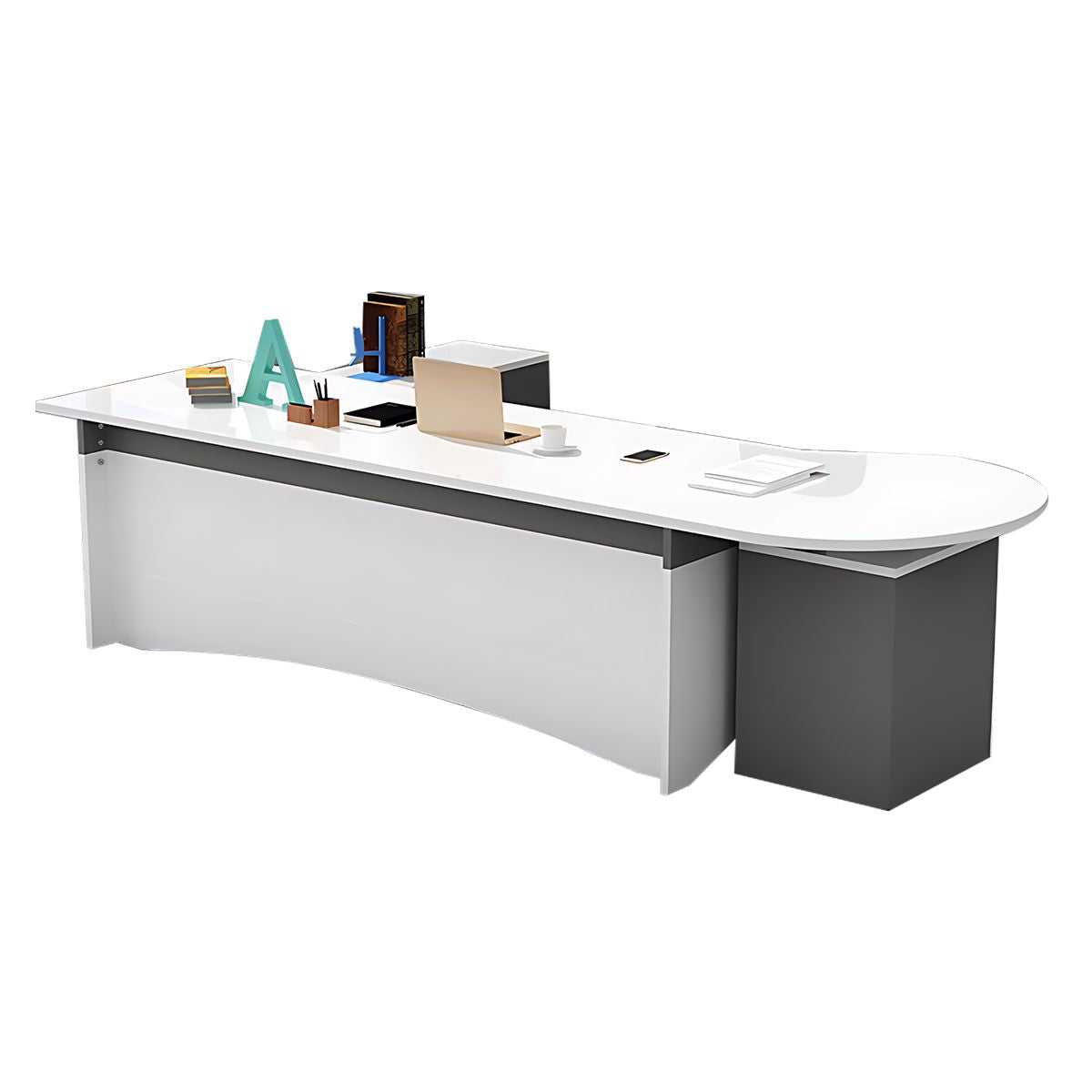 Modern Executive Desk 55–87 in Wide with File Drawers & for Corner Office