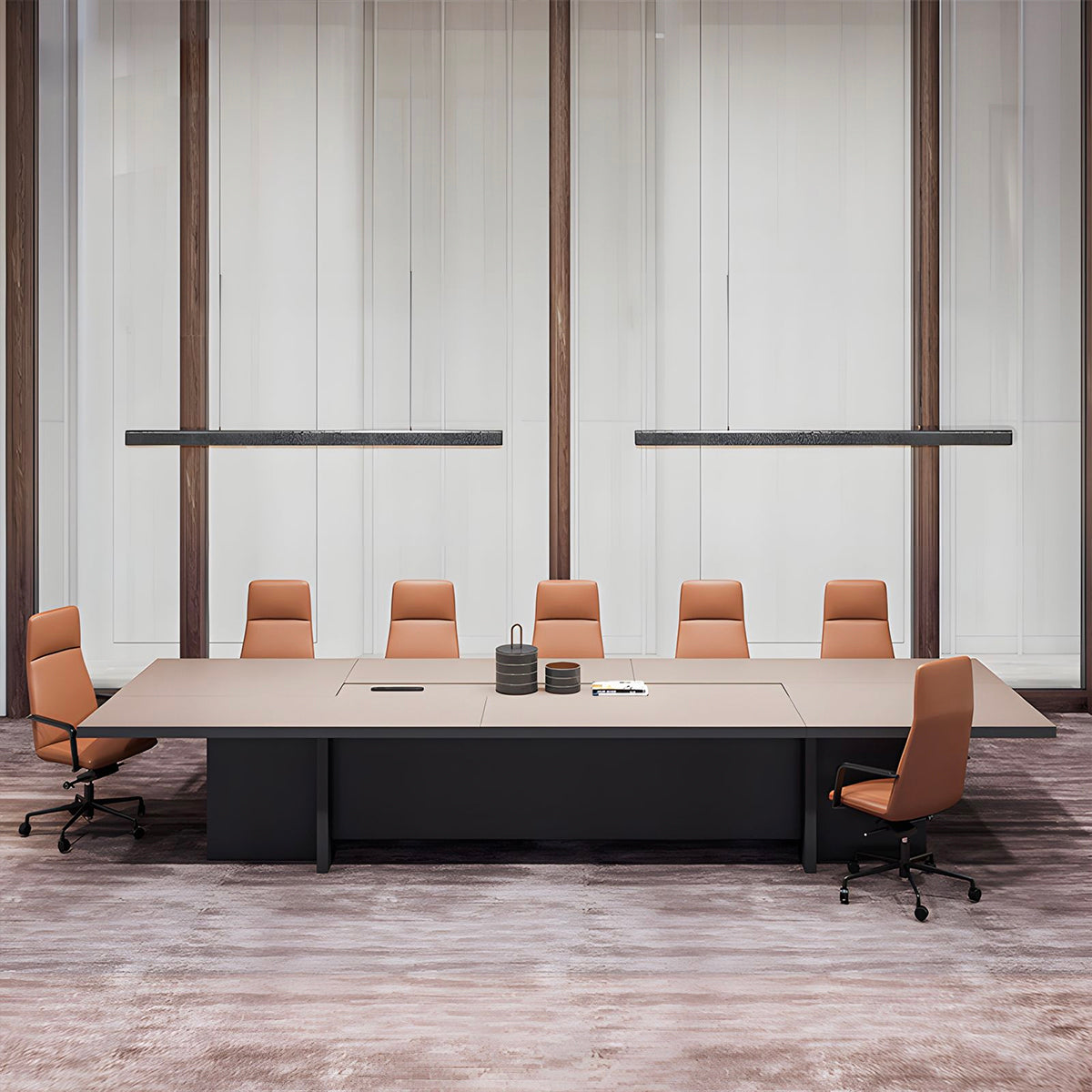 Refined Spacious Conference Table with Power Outlet for Offices