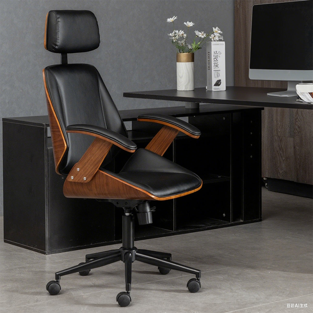 Business-Stylish Office Chair with Comfortable Seat Cushion and Padded Armrests