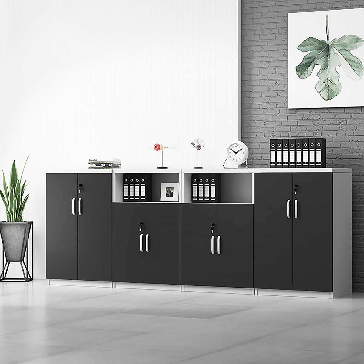 Modern Minimalist Moisture-Resistant Storage Cabinet with Compartments and Lockable Design