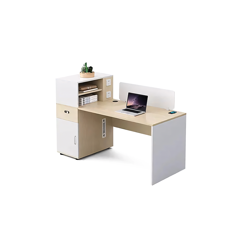 Simple Modern Desk and Chair Set, with Cable Box and Screen Divider