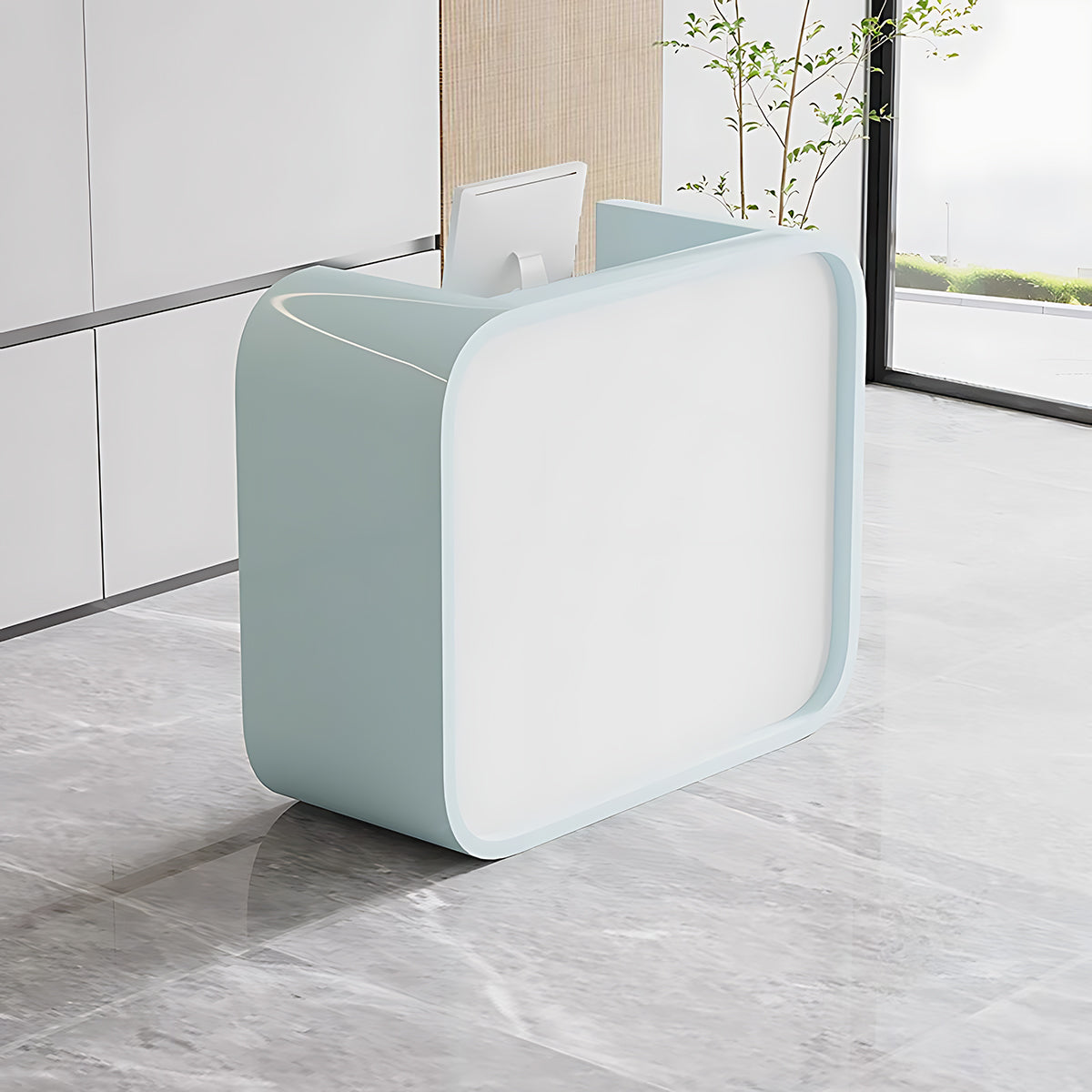 Sleek Minimalist Square Reception Desk with Impact-Resistant Corners