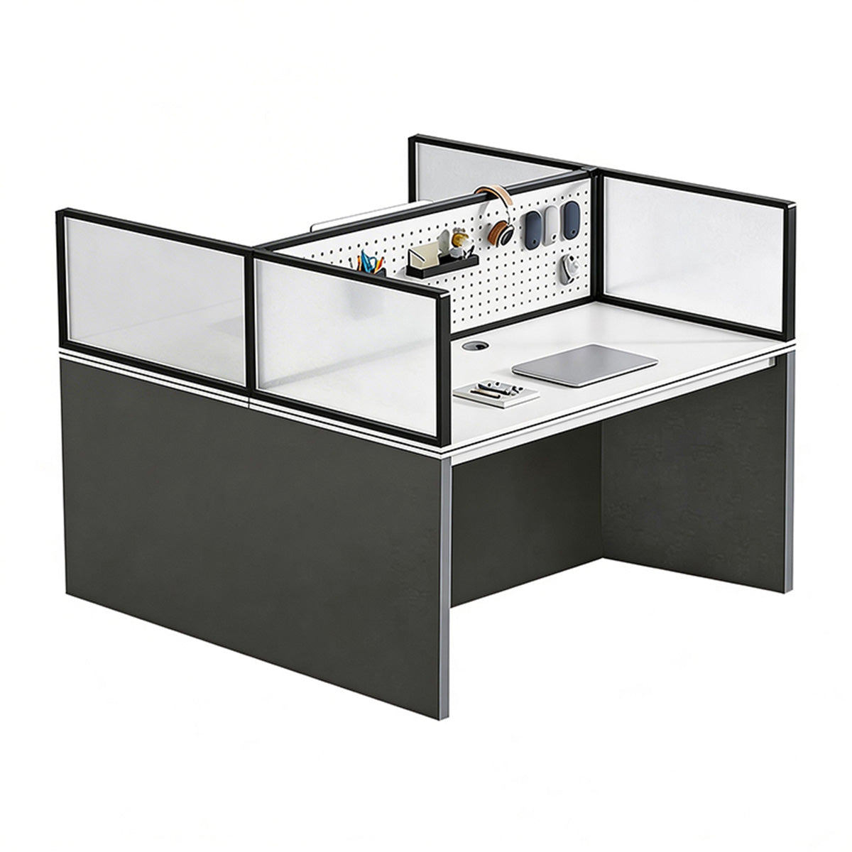 Modern Minimalist Office Desk with Functional Privacy Panels, Ample Storage Space