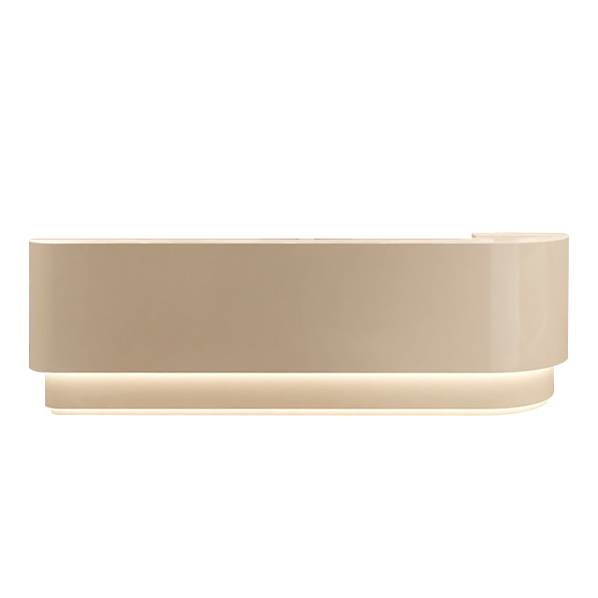 Modern Curved Reception Desk with LED Lighting, Locking Drawers, and Privacy Panel
