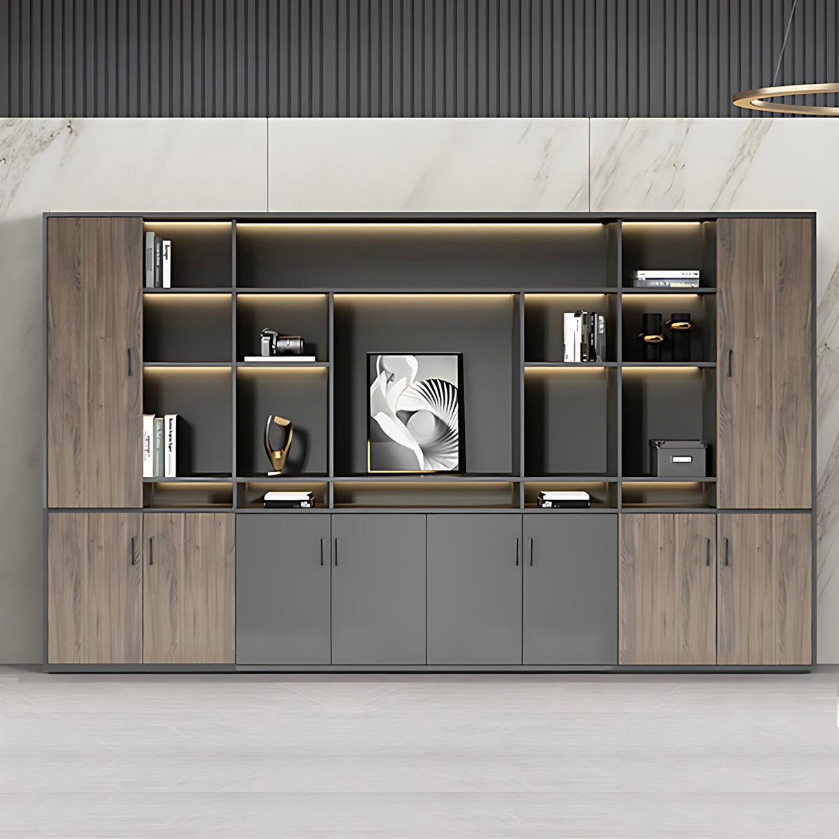 Premium Chic Storage Cabinet with Open & Enclosed Compartments