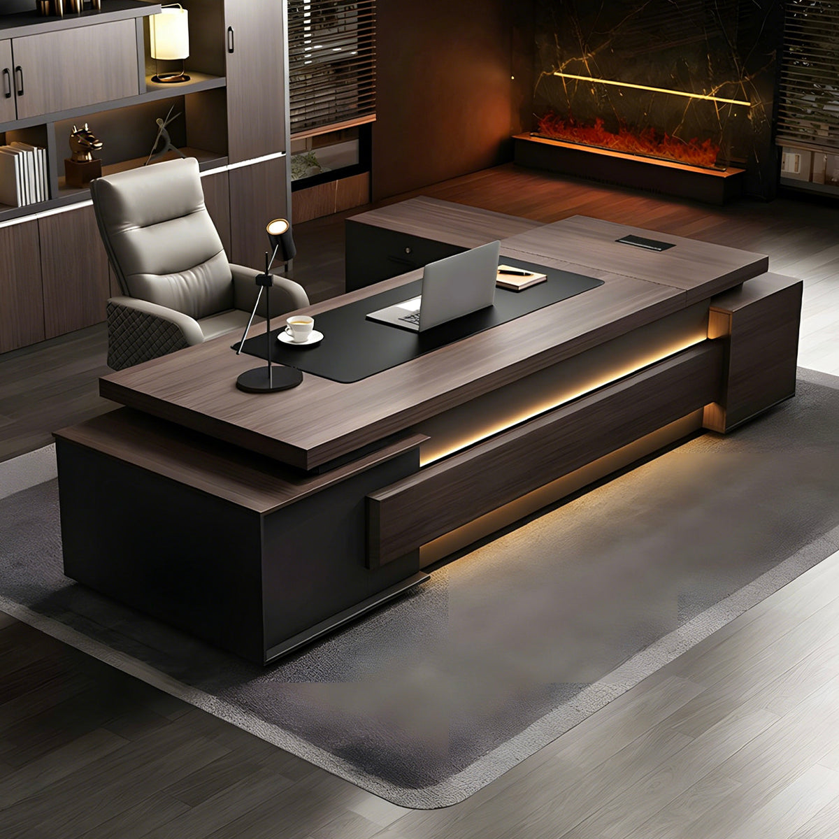 Stylish Modern Executive Desk with Spacious Desktop for Comfortable Work