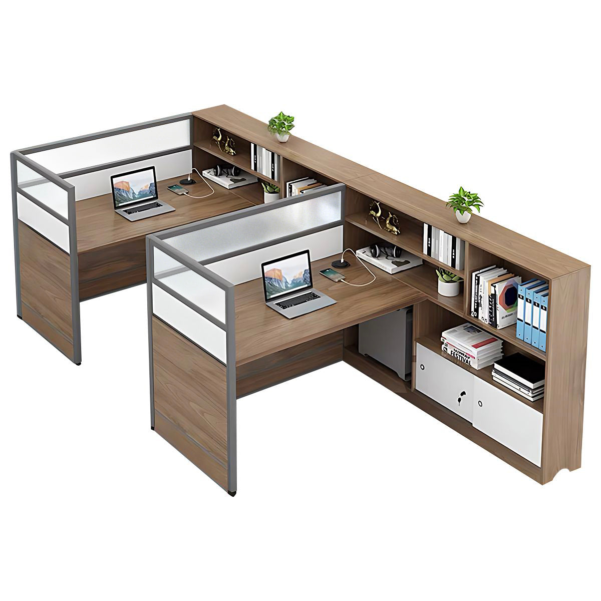 Modern Simple Partitioned Multiperson Staff Desk