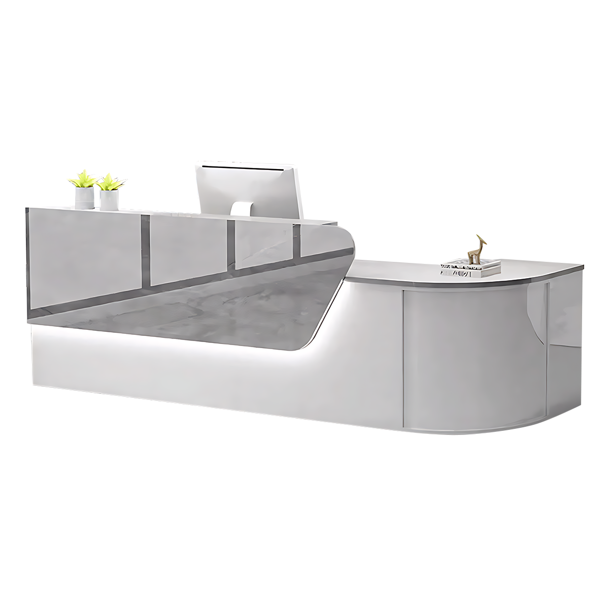 L-shaped Wooden Reception Desk with Lacquer Finish