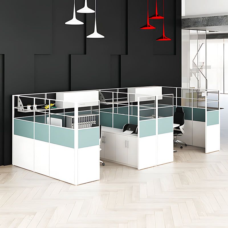 Modern Minimalist Office Desk Featuring Elegant Partition Screen Design