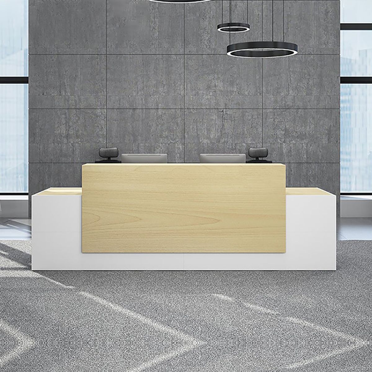 Modern Industrial Two-Tone Front Desk for Corporate Lobbies & Office