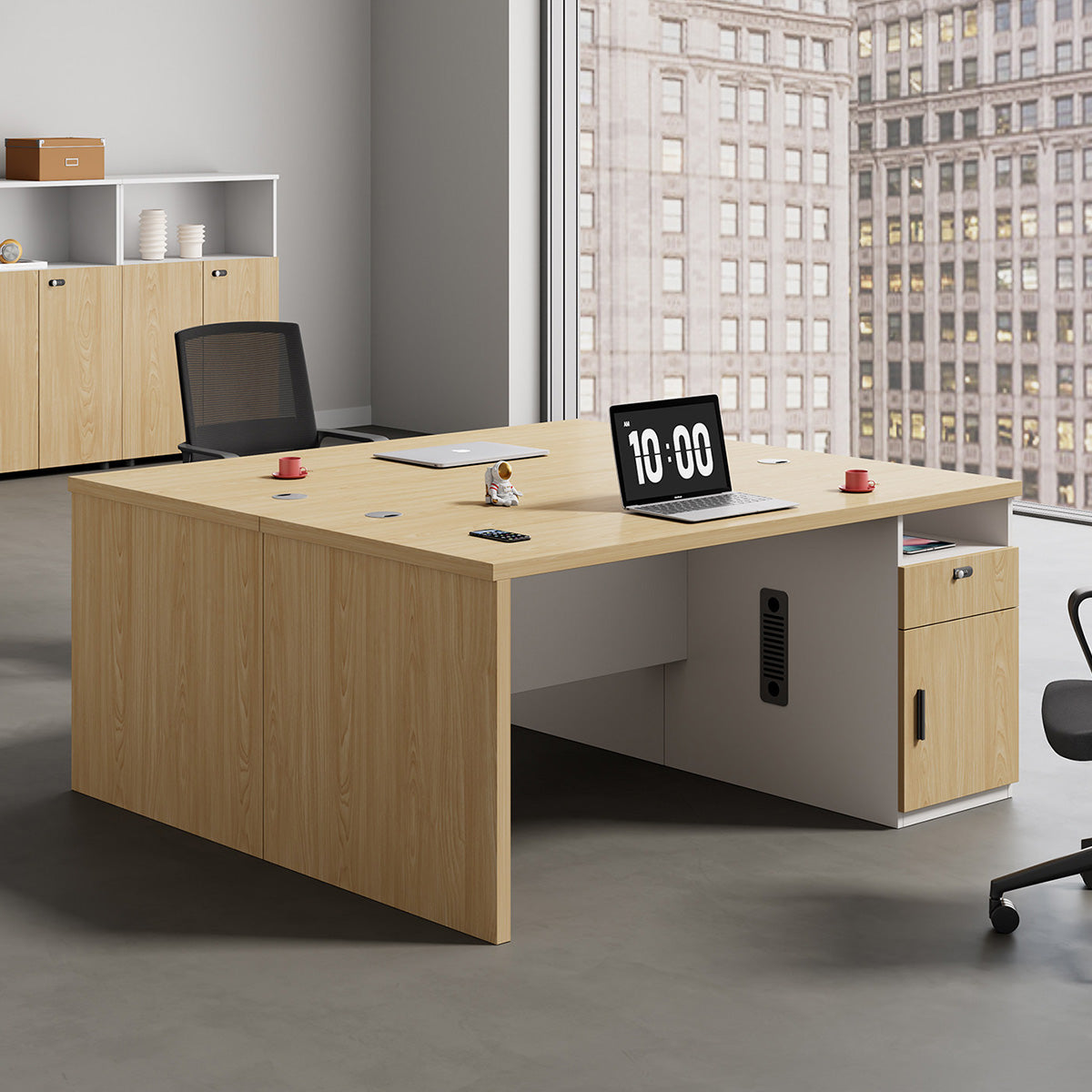 Streamlined Office Desk with Built-In CPU Slot for Home and Office