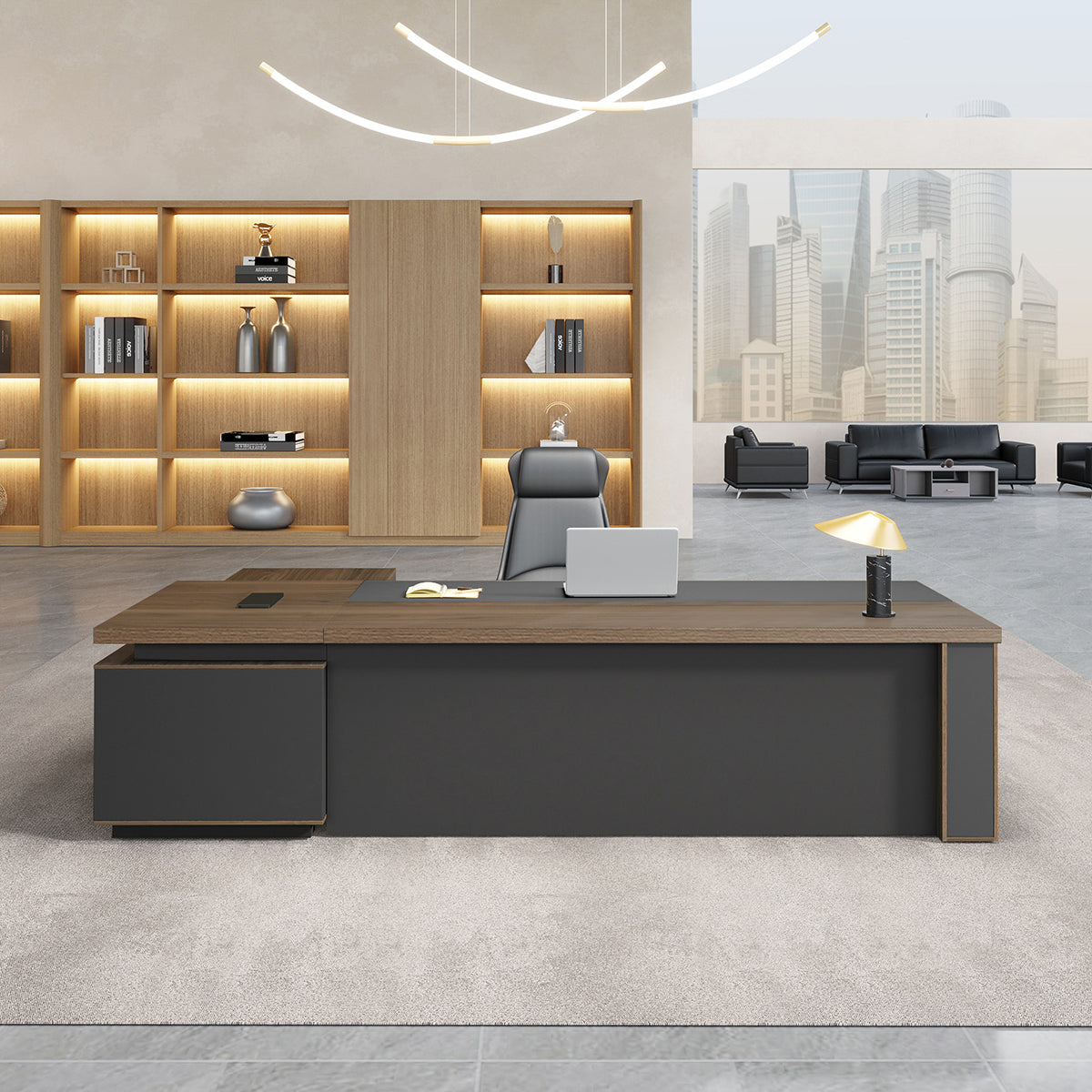 L-shaped Executive Desk with Spacious Legroom（Stock Items）