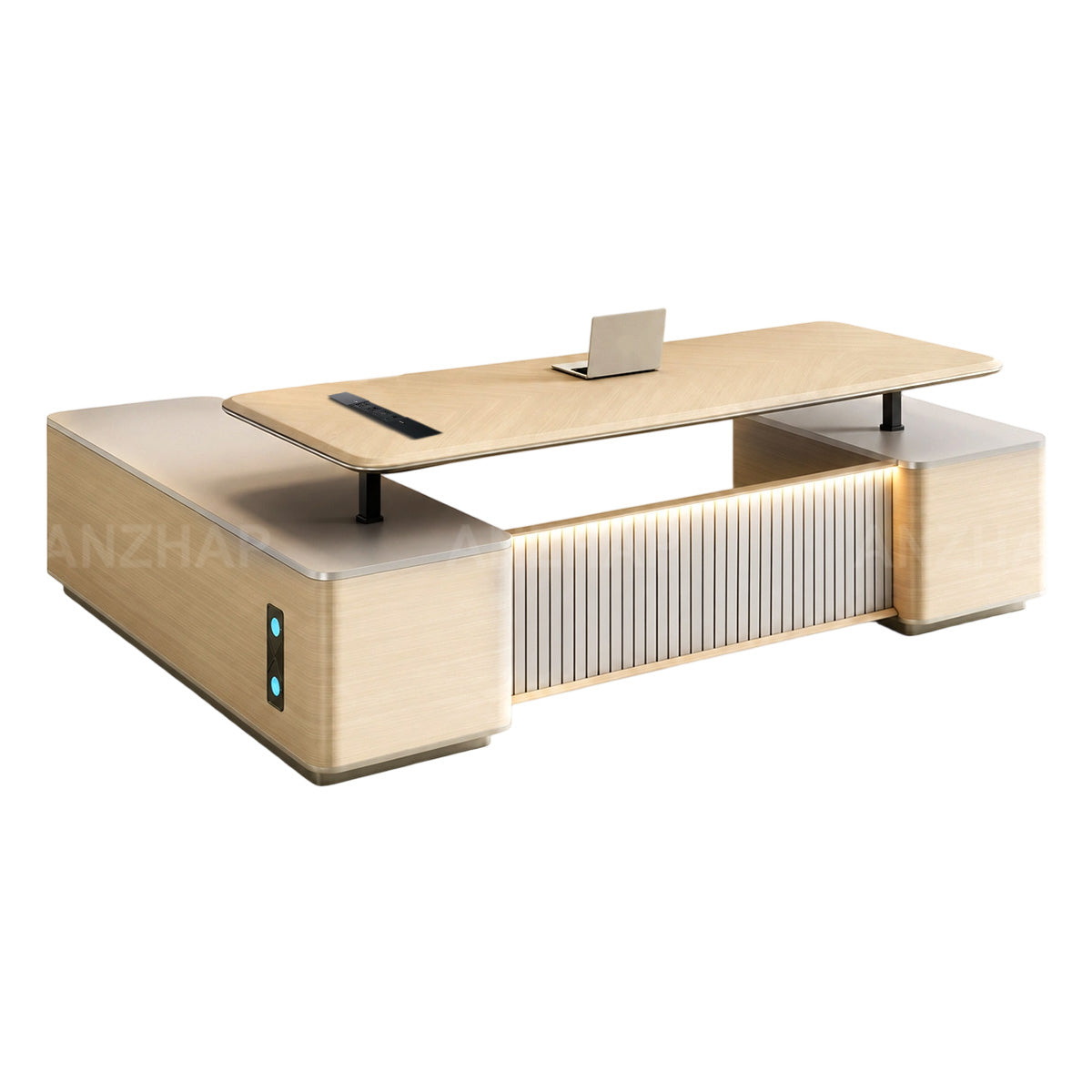 Electric Sit-Stand Executive Desk with Power, Storage & CPU Compartment