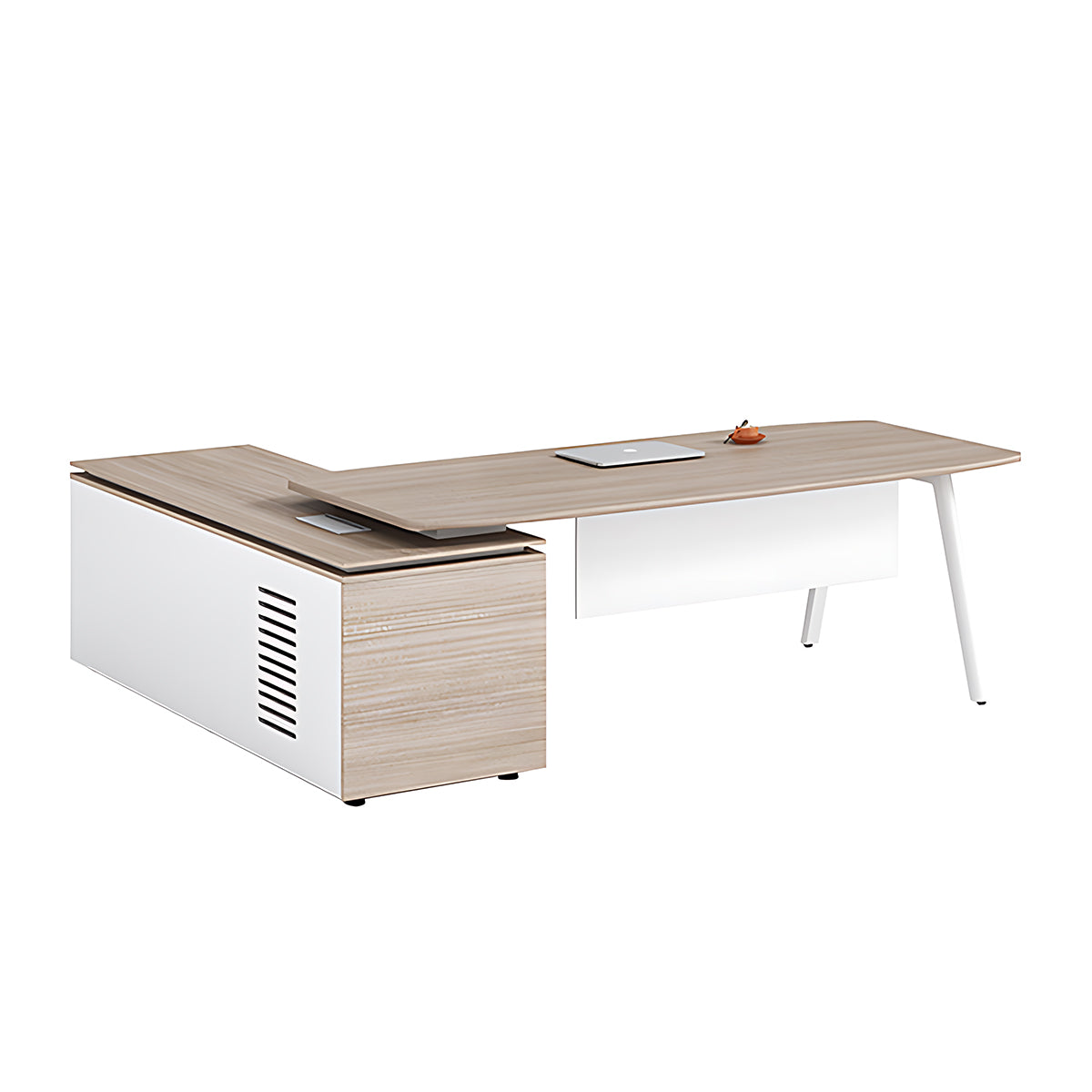 Minimalist Functional Executive Desk with White Privacy Panel