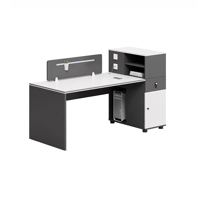 Simple and Stylish Staff Office Desk and Chair Set, Black and White