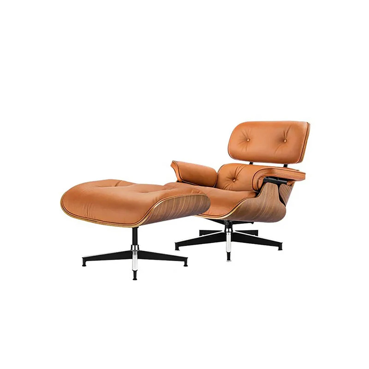 Executive Chair-1, Light Brown Walnut Wood Grain (Chair+Ottoman) Microfiber Leather L35" x W25" x W33”, Light Brown finish, for office workstation,...