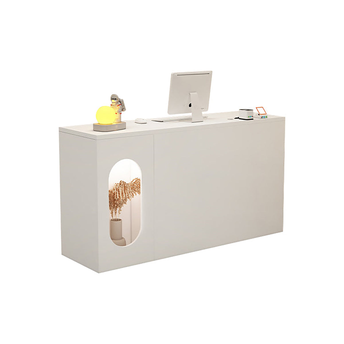 Modern Reception Desk 39–63 in Wide with Lockable Drawers & Transaction Counter