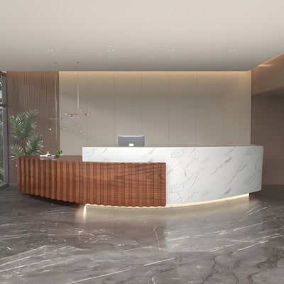 Reception Desk 47–157 in Wide with Ample Storage, Transaction Counter & Marble Top
