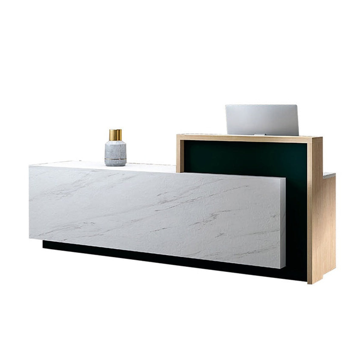 Reception Desk 71–126 in Wide with File Drawers & Marble Top