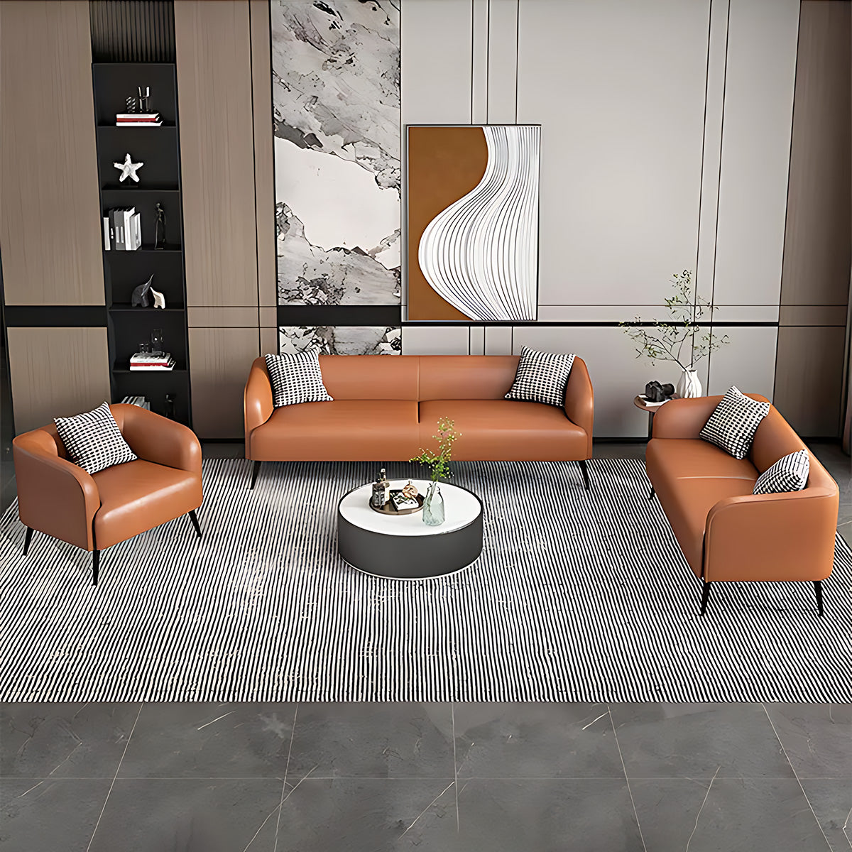 Modern Minimalist Leather Sofa, Double and Triple Seater