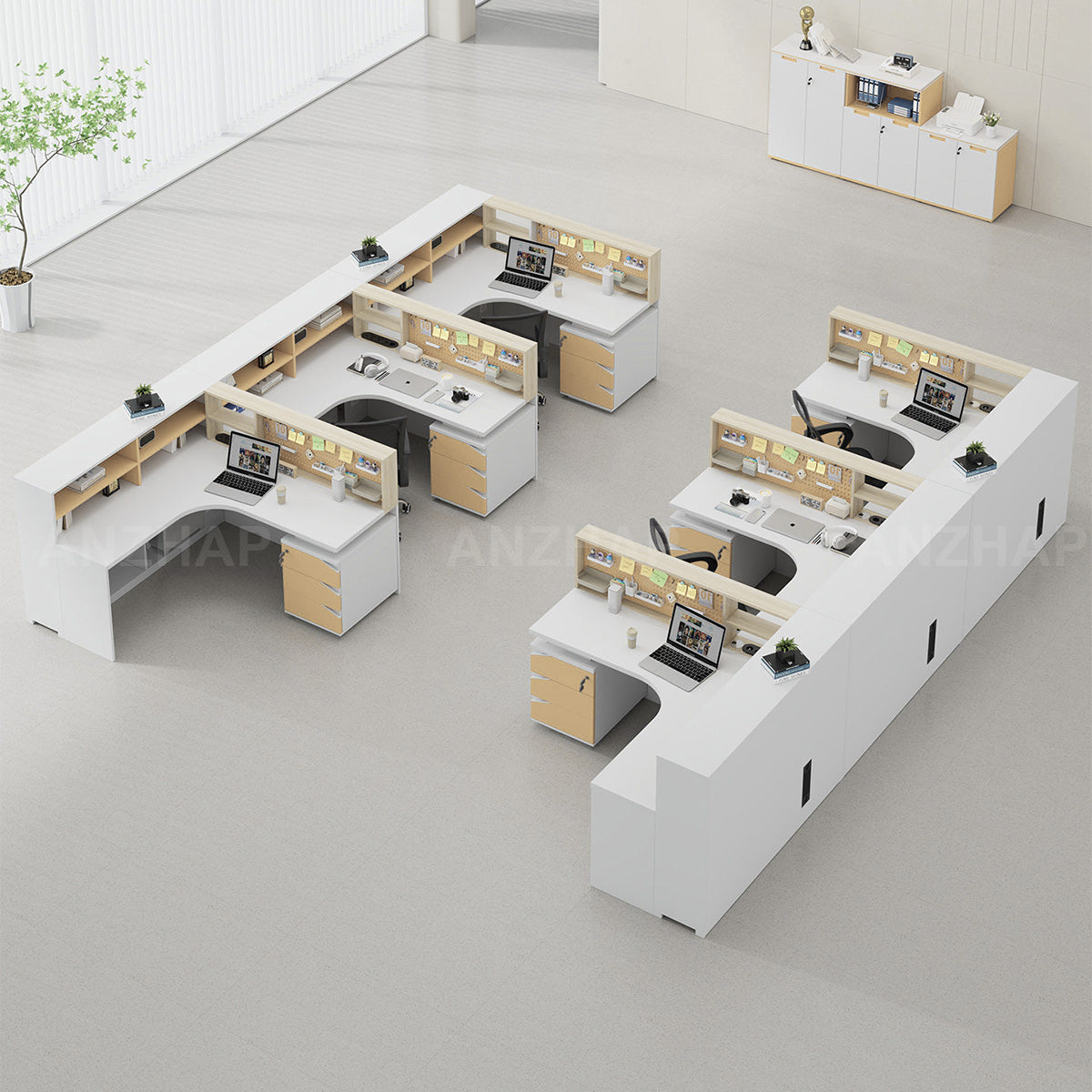 Modern Minimalist Office Desk with Built-In Outlets, Generous Storage, and Cable Management