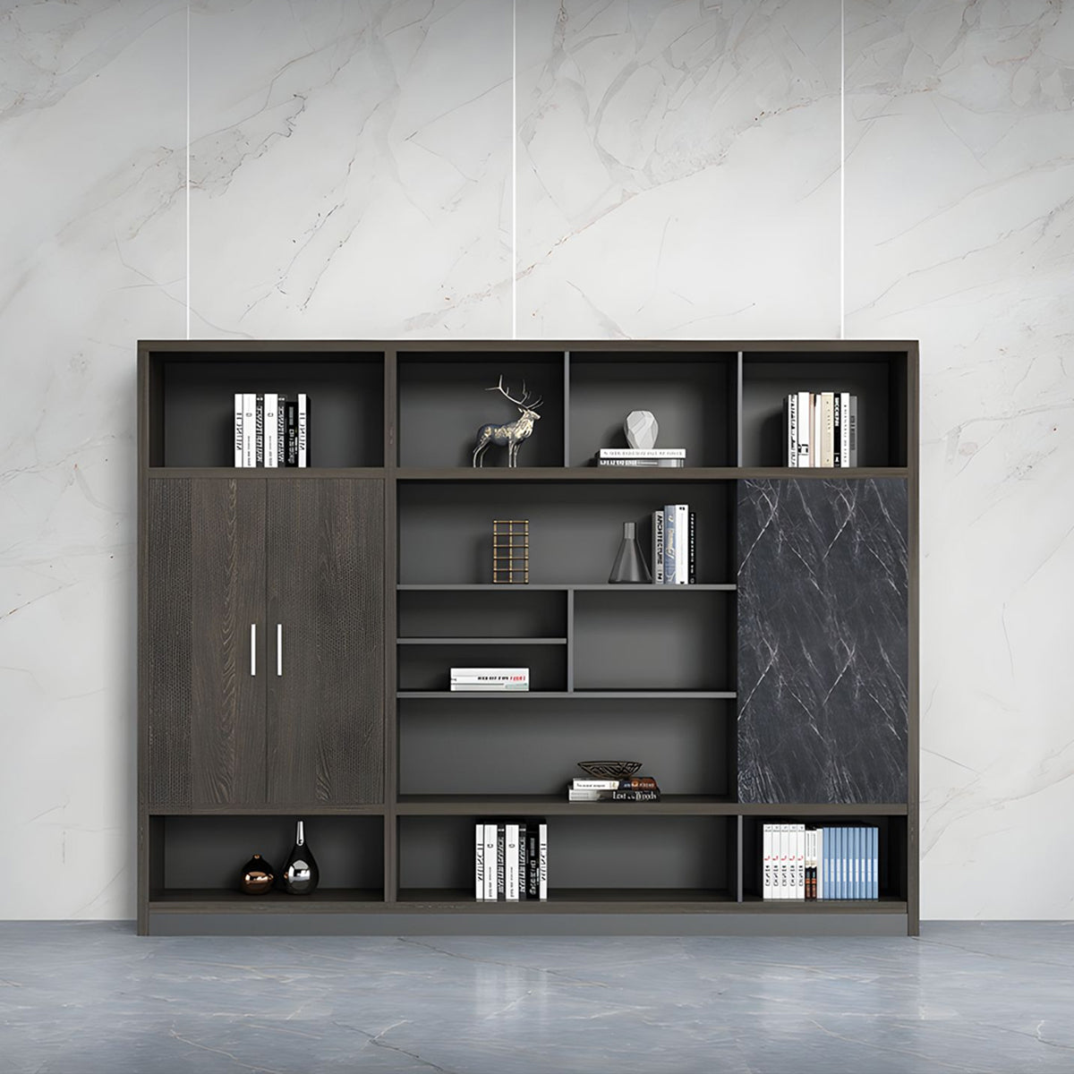 Stylish Storage Cabinet with Push-to-Open Compartments for Office