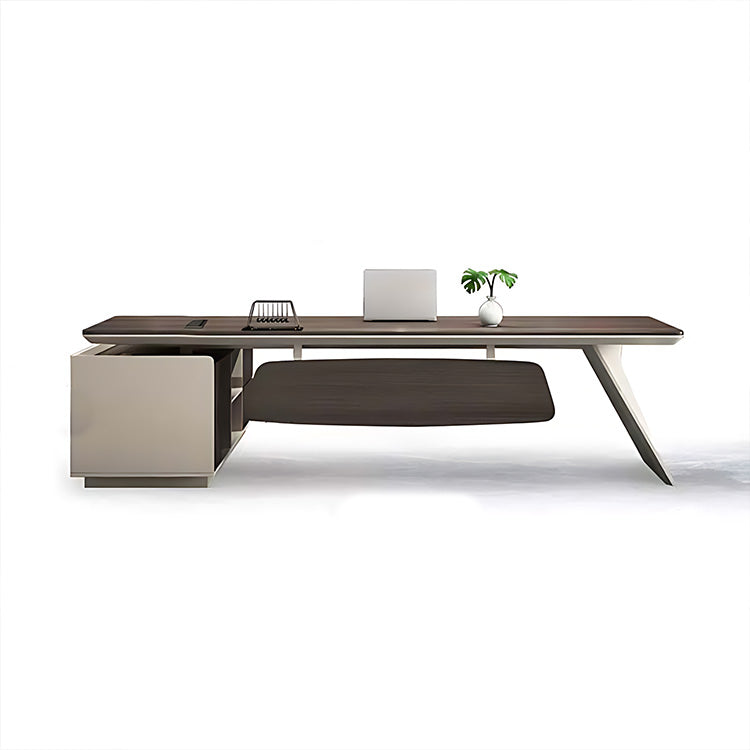 Rhombus-Faced Steel Angled Executive Desk