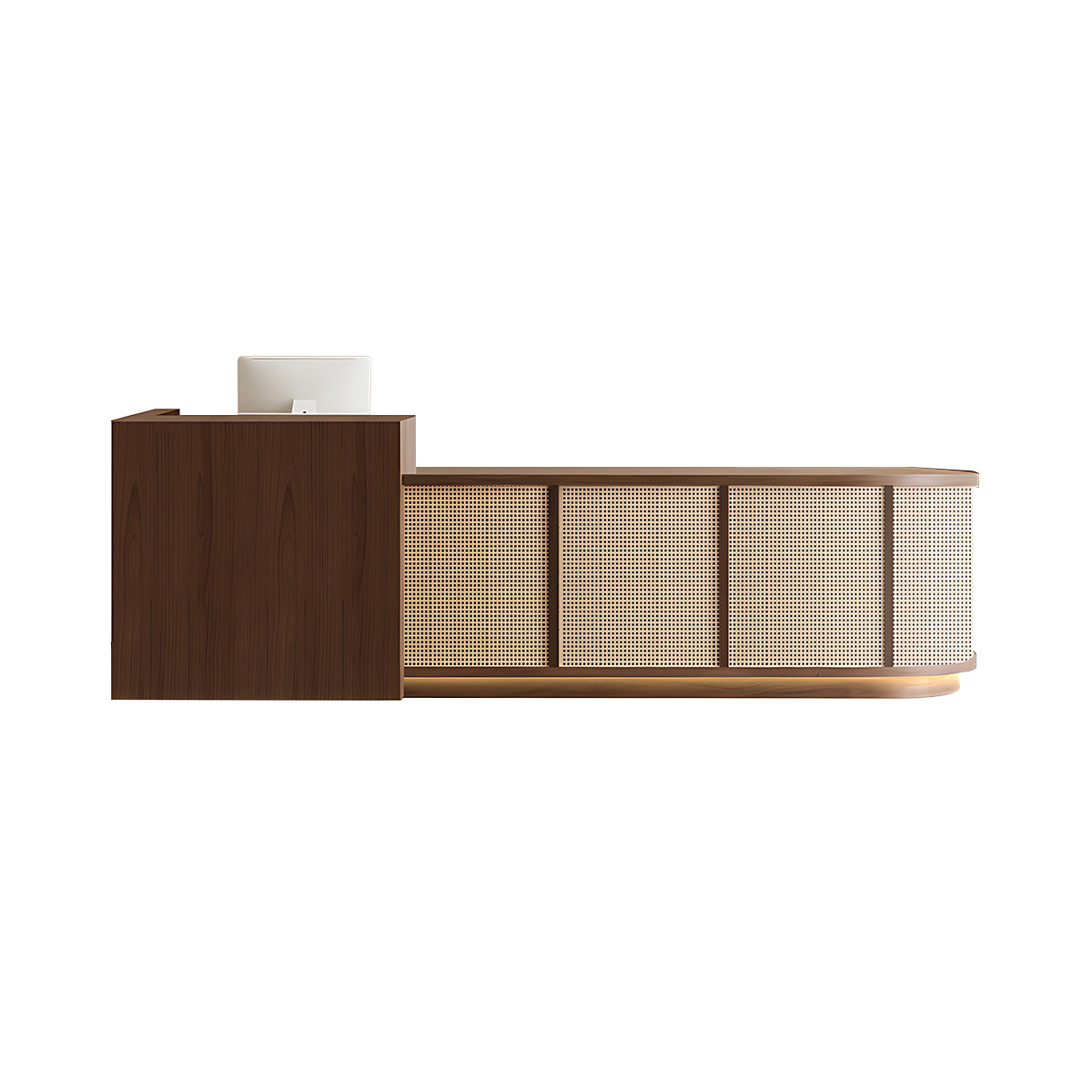 Minimalist Rattan Front Desk Lockable Storage Keyboard Tray