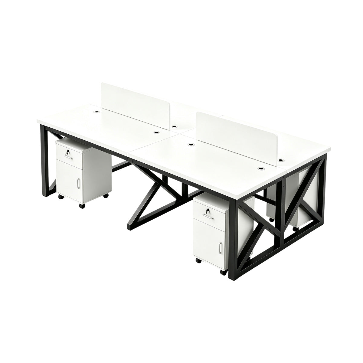 Modular Office Workstation Desk with Privacy Panels, Cable Grommets and Storage