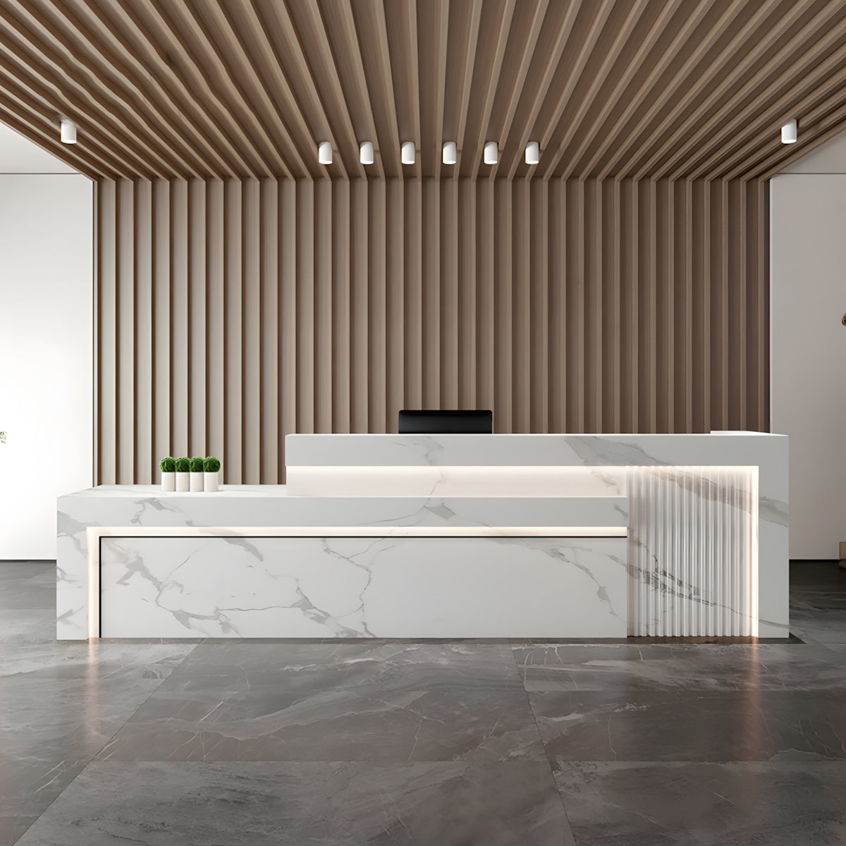 Modern Office Reception Desk with Storage for Lobby or Reception Area