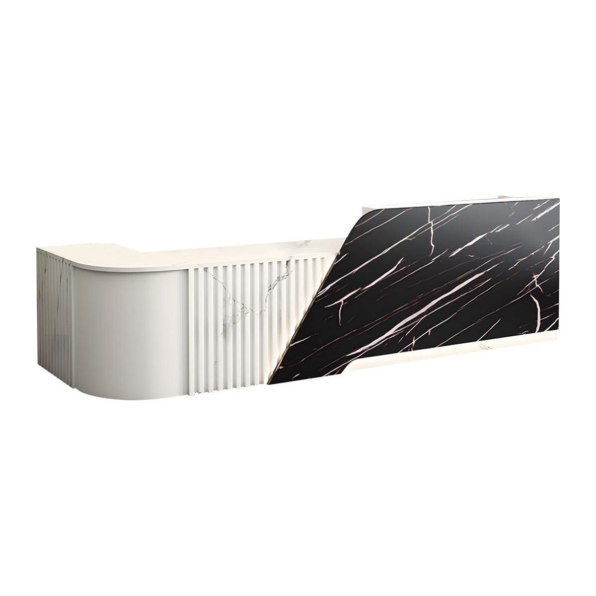 Reception Desk, Black Textured + White Textured Corner on the Right, Black Textured + White Textured finish, L63" x W24" x H39", for reception area or...
