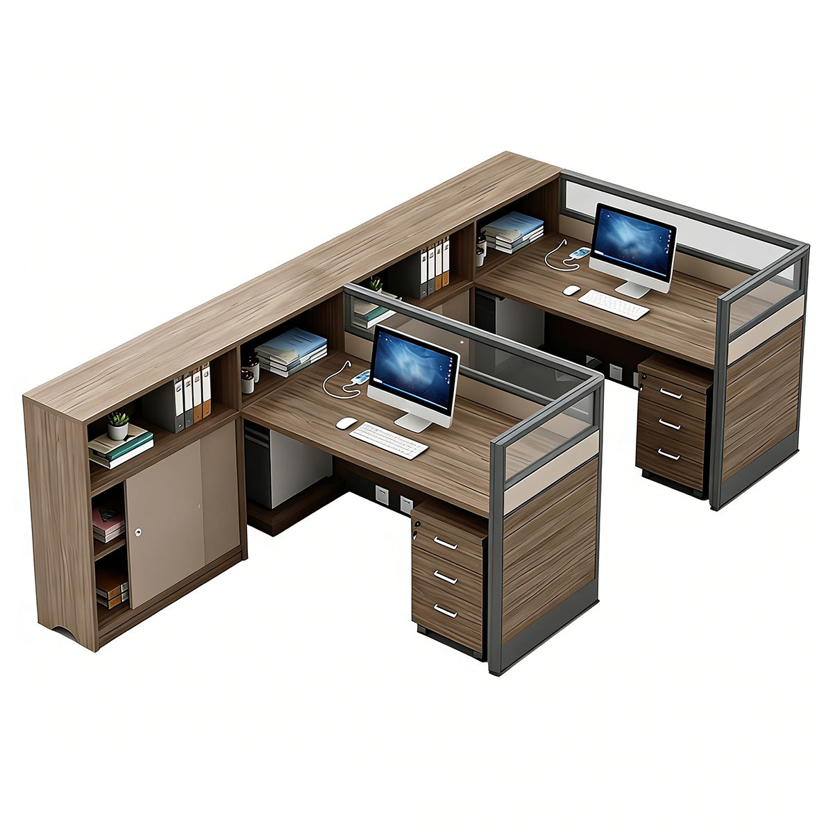 Stylish Low-Emission Office Desk with Privacy Screen for Cubicle Workspaces
