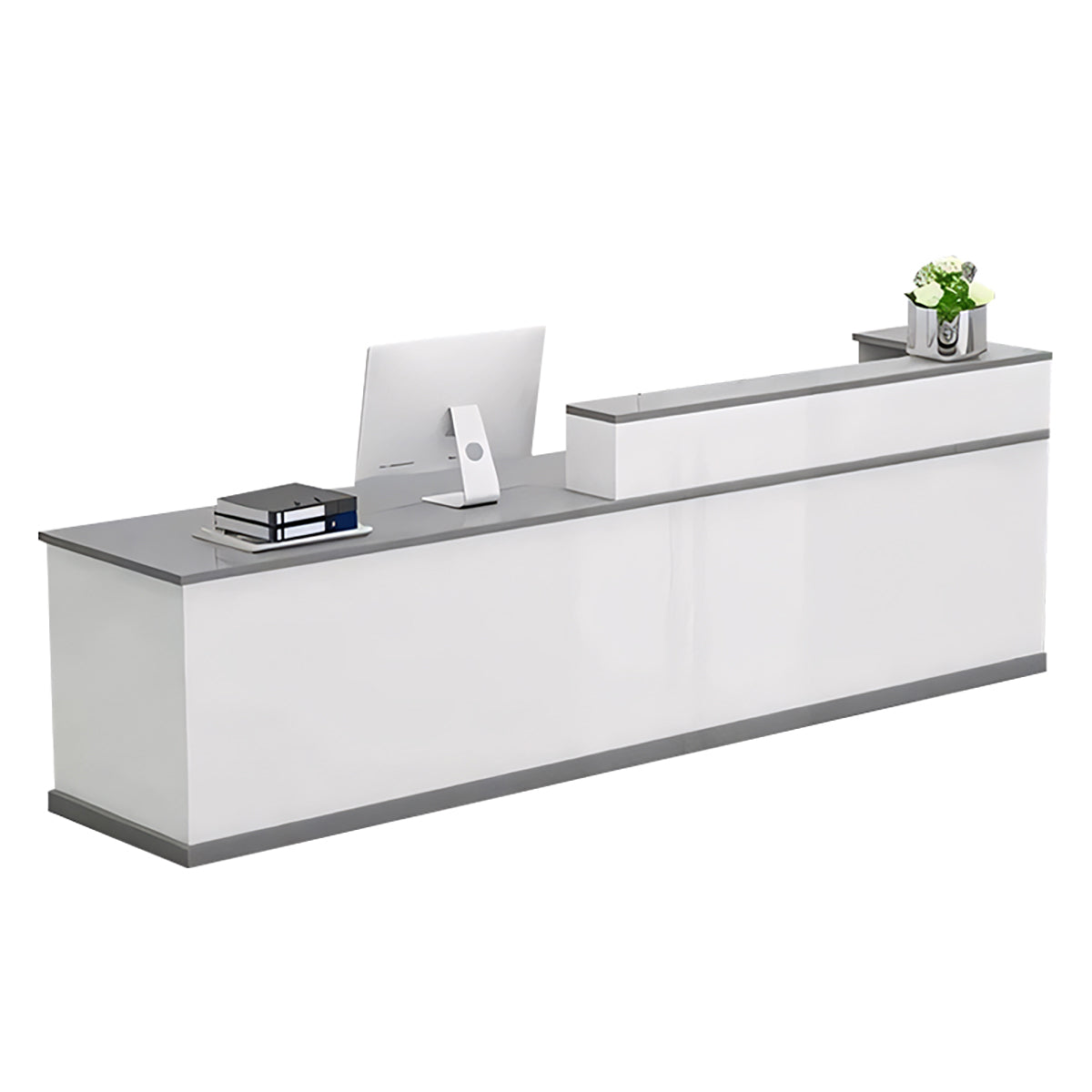 Minimalist Modern Functional Reception Desk with Thick Tabletop