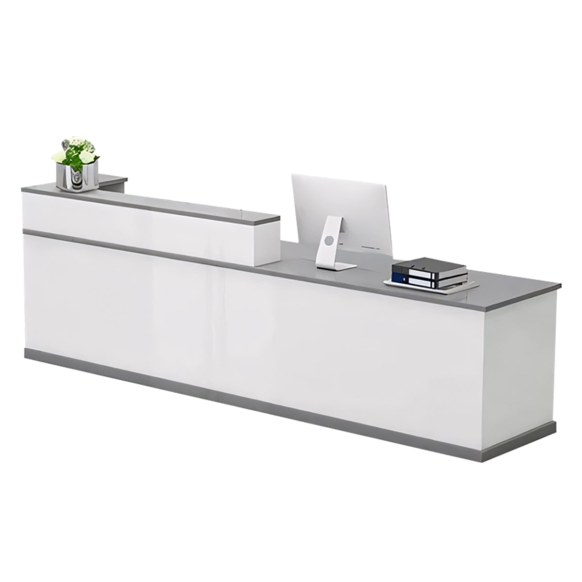 Minimalist Modern Functional Reception Desk with Thick Tabletop