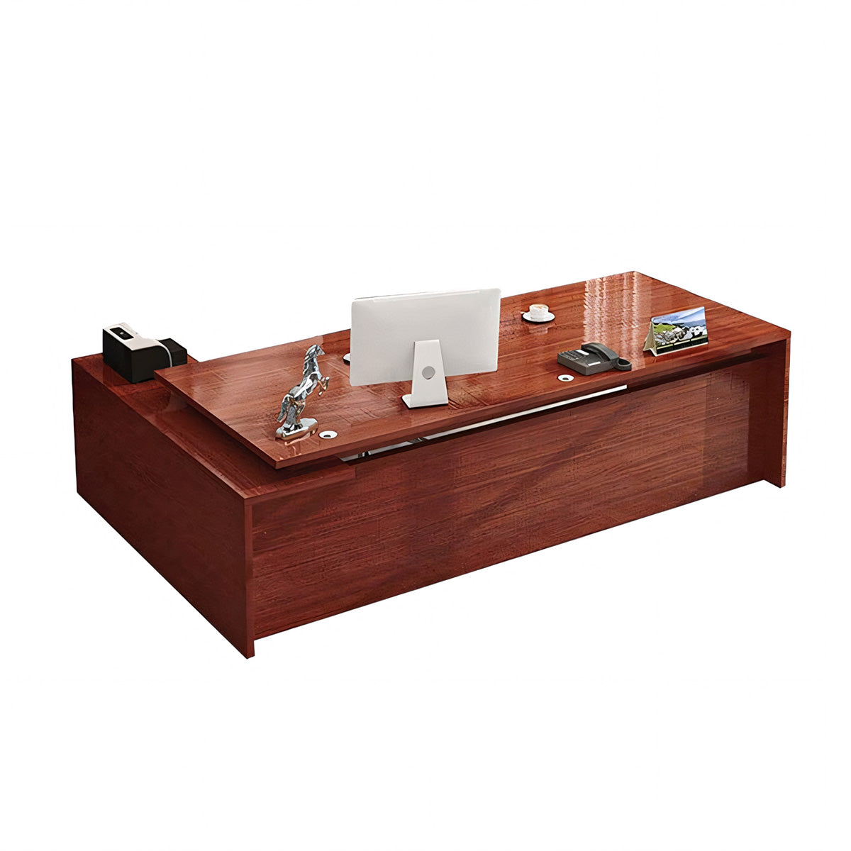 L-Shaped Executive Desk with Cabinets