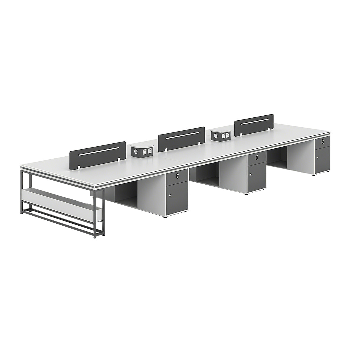 Stylish Multi-Functional Black and White Cubicle Desk with Sturdy Steel Frame Legs and Practical Privacy Panel