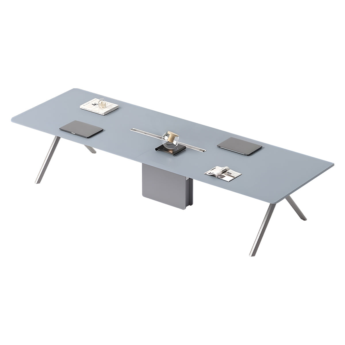 Modern Eco-Friendly Conference Table with Sturdy Steel Legs and Cable Organizer